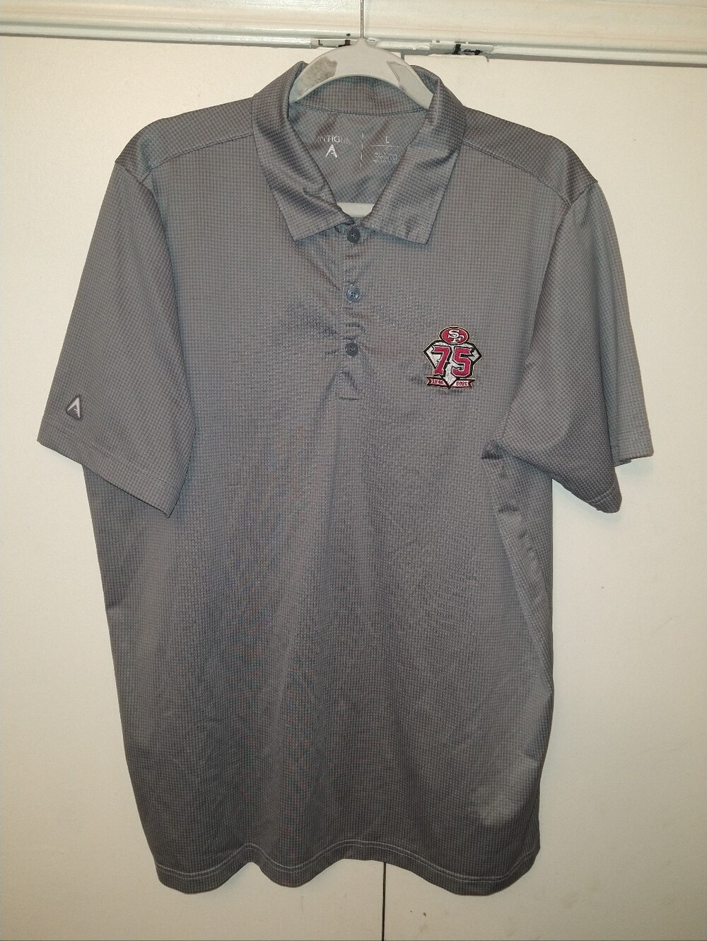Antigua NFL San Francisco 49ers 75th Anniversary Short Sleeve Polo Shirt Men's L